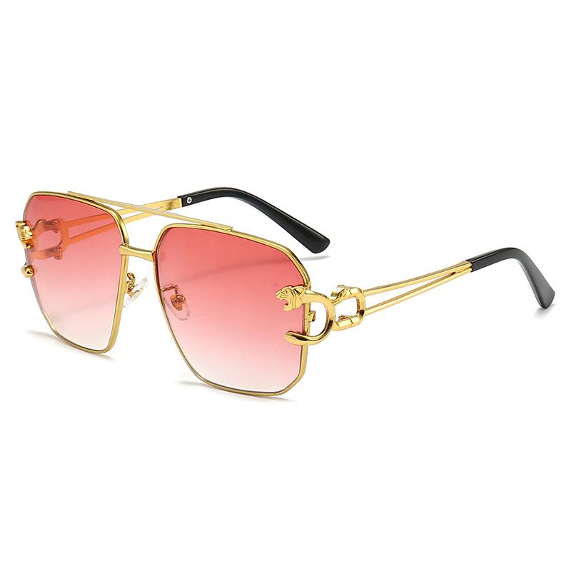 Солнцезащитные очки унисекс в металлической форме головы леопарда в большой оправе — фото 8