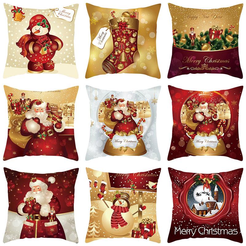 Christmas Cushion Cover  Decoration Home Santa  Decorations  Gift Navidad Happy New Year 2022