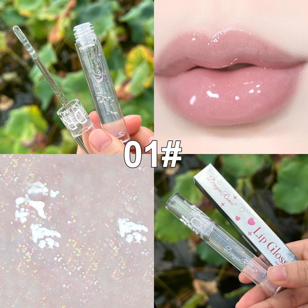 Dragonranee Water-Light Mirror Finish Clear Lip Gloss with Shimmer Pearl