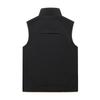 Men's Casual Fleece Solid Color Zipper Vest, Multi-pocket Workwear Vest, Stand-up Collar Lambskin Vest