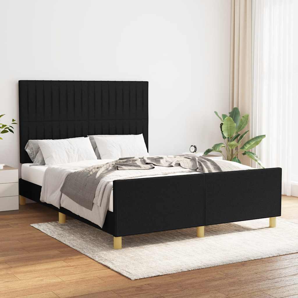 Bed Frame without Mattress Black 140 x 190 cm Fabric