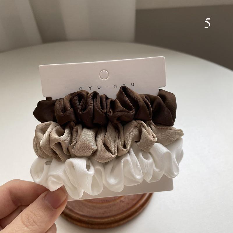 3 Stück/Set Satin Scrunchies Einfarbig Haarseil Koreanischer Pferdeschwanzhalter Haargummis Kopfschmuck Weiches Elastisches Haarband Haaraccessoires