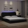 VidaXL Bed Frames with LED Lights, Upholstered Bed, Double Bed, Adult Bedroom Interior Bed, Modern, Black 3213948