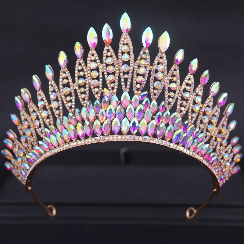 Barockkristalltiaror och kronor Strass Studentdiadem Krona Tiara För Kvinnor Bröllopshåraccessoarer Smyckeskrona