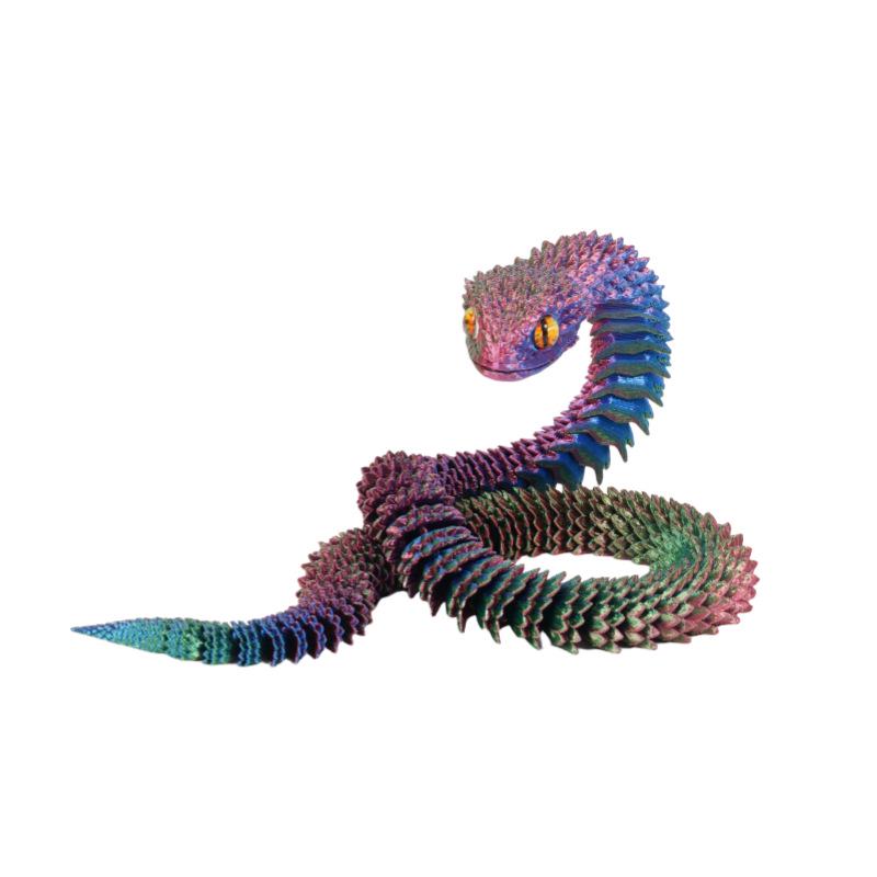 

3D Printed Movable Snake Figurine - Luminous Viper Ornament Perfect for Kids Birthdays 13cm Viper without Eyes