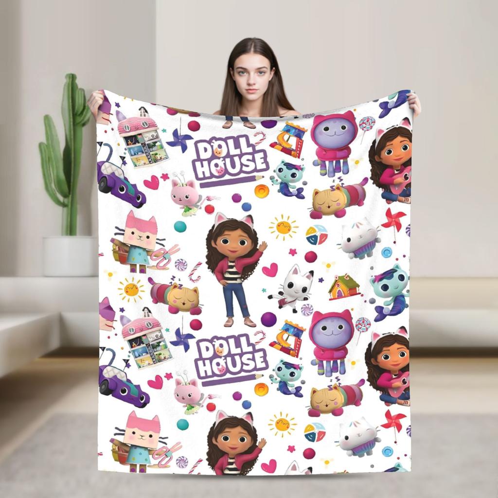G-gabbys Dollhouse Fun Flannel Blanket Super Warm Bedding Throws for Couch Bed Travel Office Aesthetic Bedspread Sofa Bed Cover