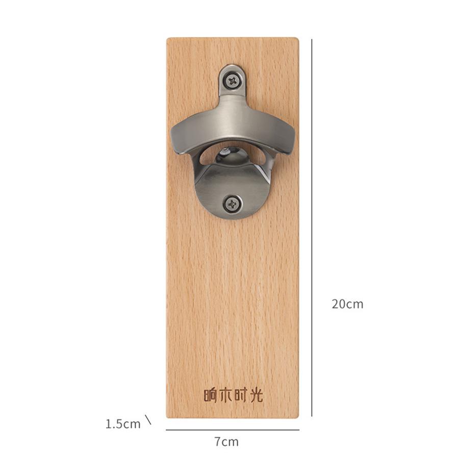 Magnetic Bottle Opener Black Walnut Wood Wall Mounted Effortless Beer Opener Refrigerator Mount or Install On Brick Metal Wall