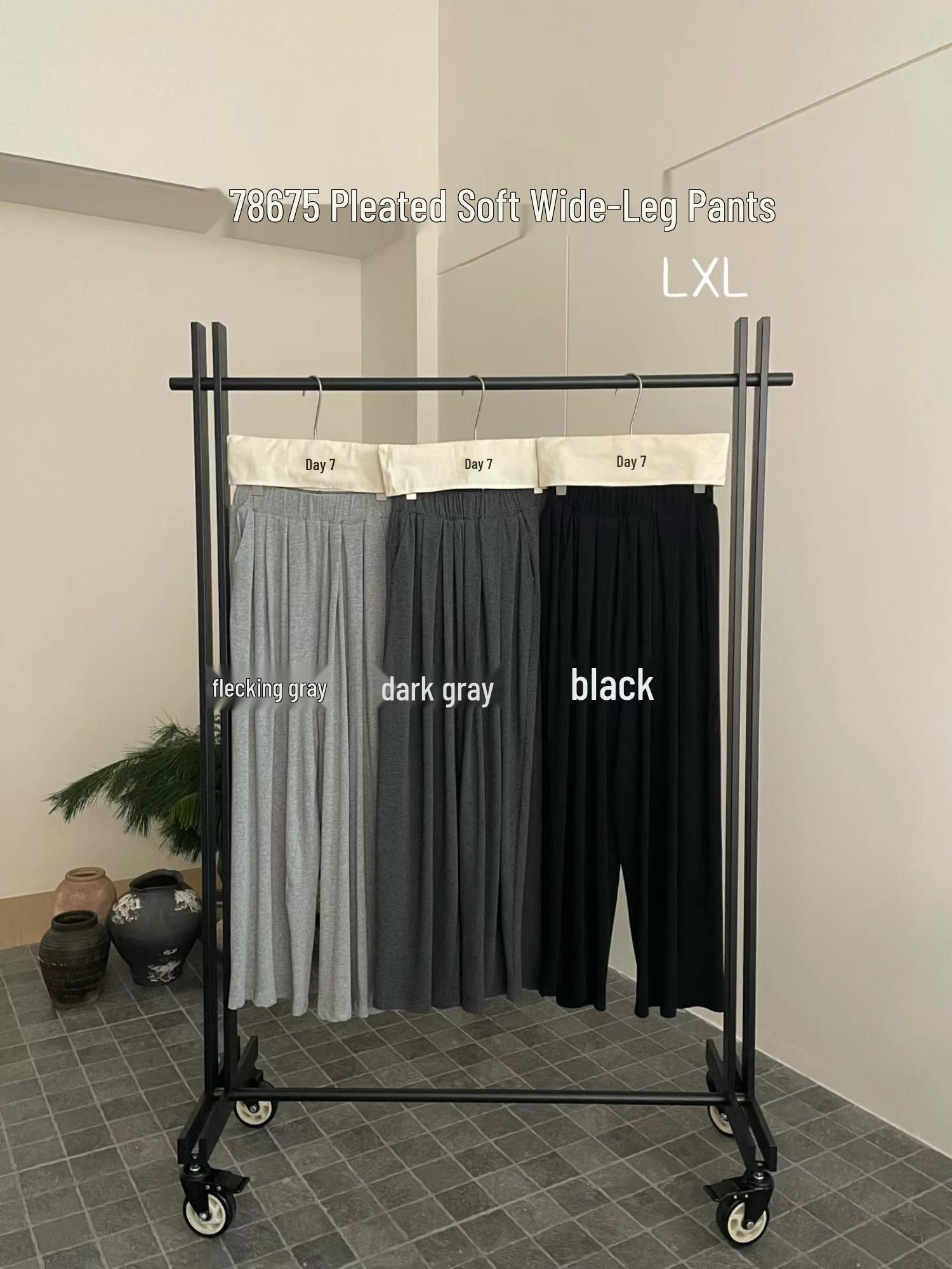 

Plus Size Women s High Waist Pleated Wide Leg Pants - Spring Korean Style L