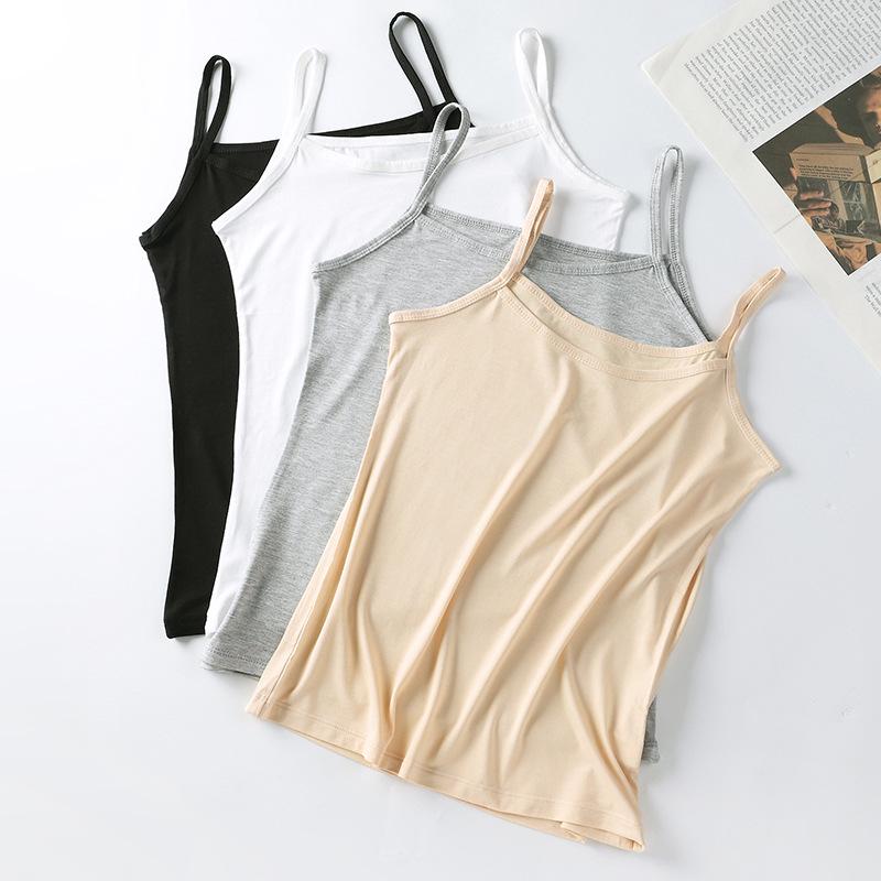Women's White Modal Cotton Slimming Camisole - Spring/Summer Versatile Tank Top