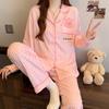 Plaid Long Sleeve Pajama Set with Pants – Spring & Autumn Style, Comfortable Home or Dorm Wear, Suitable for Outdoor Use