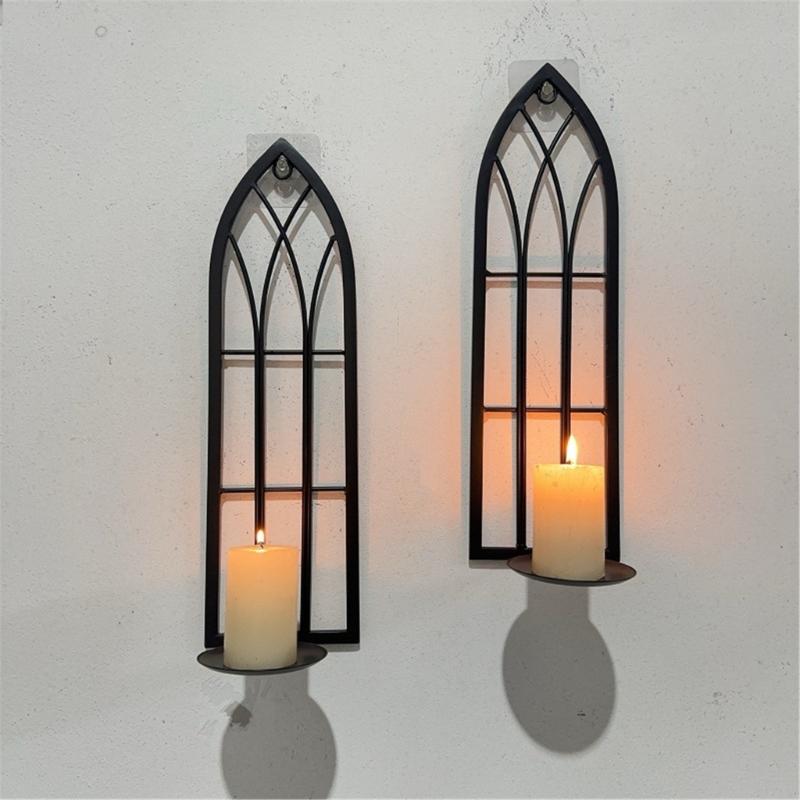 Vintaged Iron Wall Hanging Candle Holder Tealight Pillar Stand for Home Decoration Wall Hanging Sconce