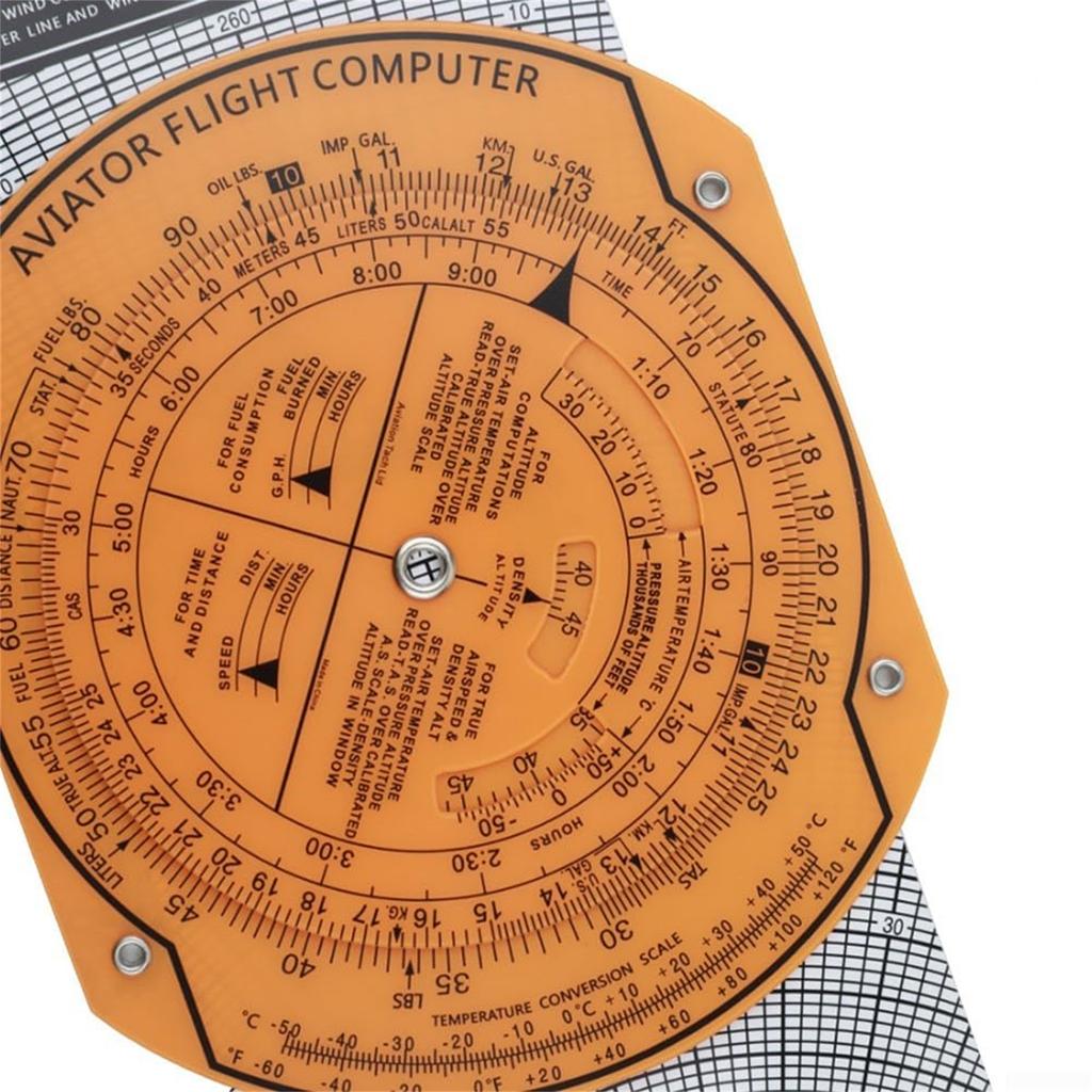 Luftfahrt Navigationsplotter mit 360-Grad-Drehung und Rechenschieber zur Flugplanung, transparentes ABS-Material