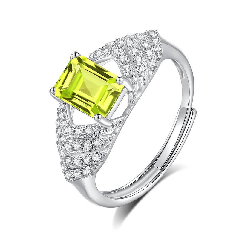 Ring new s925 sterling silver inlaid with natural crystal stone jewelry women's light luxury fashion jewelry gifts
