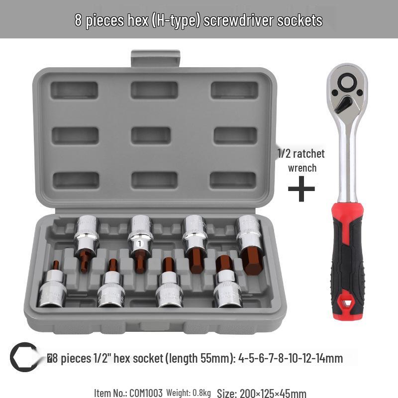 1/2" Electric Hex Socket Wrench and Screwdriver Bit Set