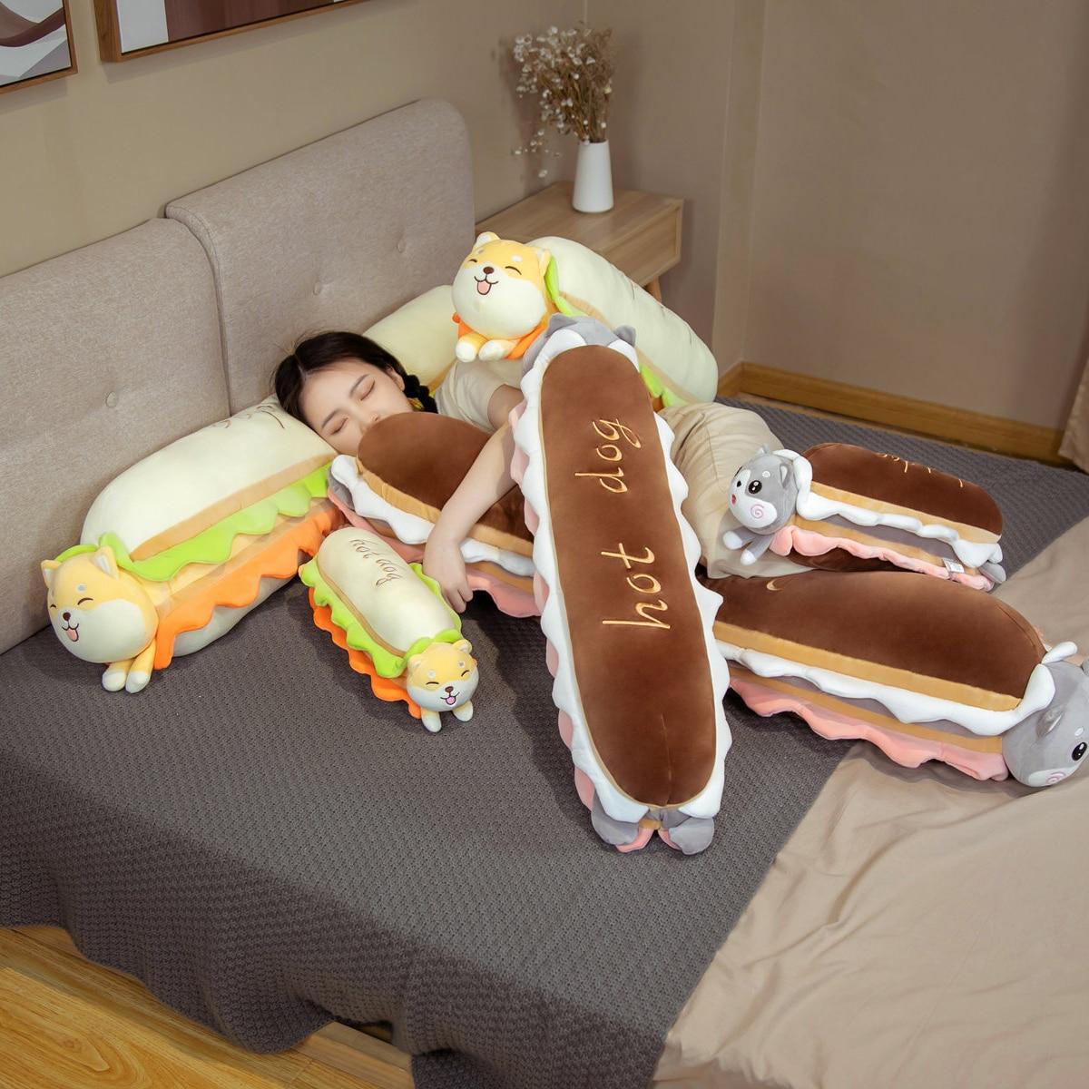 Kawaii Dog Bun Turn To Shiba Inu & Husky Плюшевые игрушки Длинная подушка для хлеба — фото 5