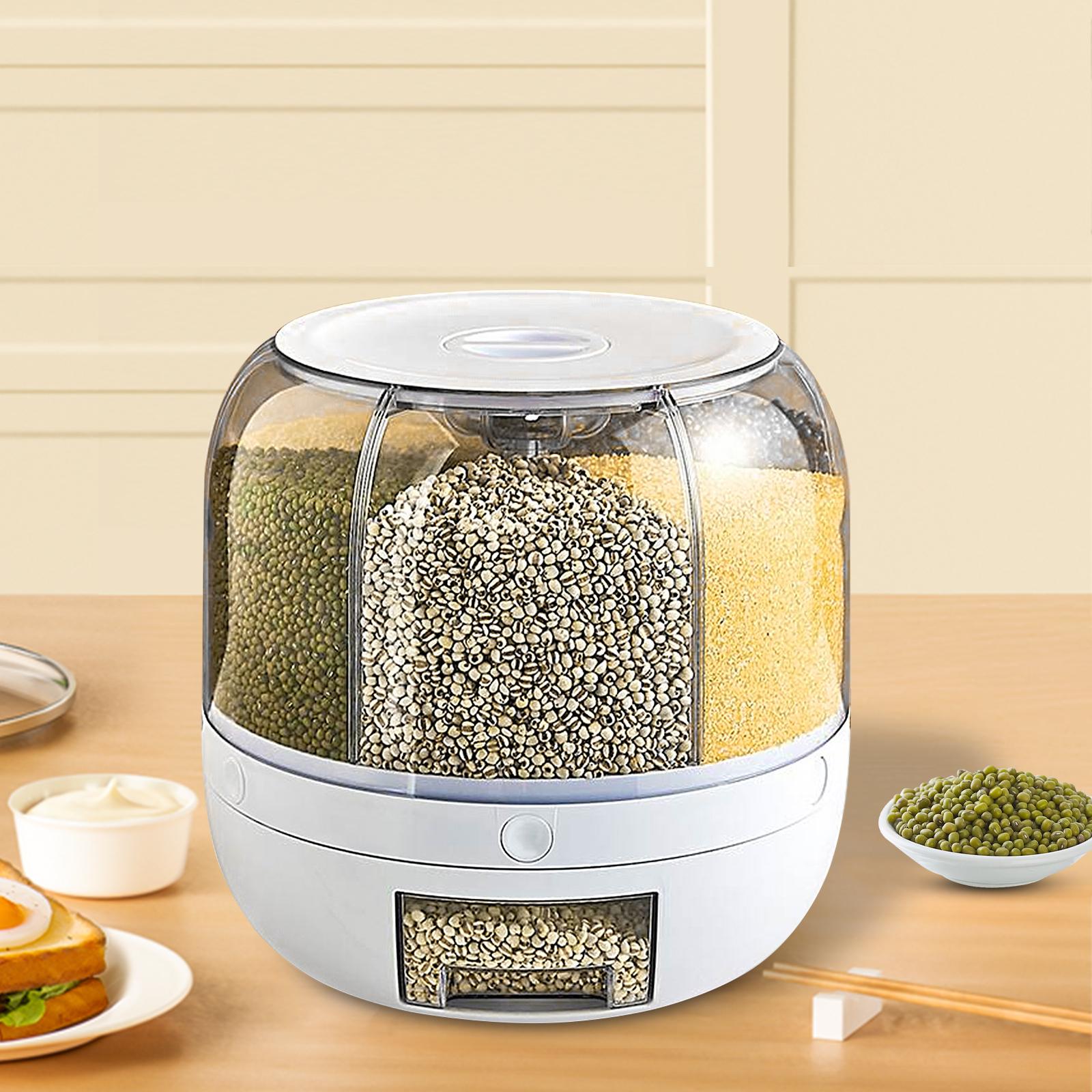 

Bymaocar 6-compartment Grain Storage Container Storage Can, 360° Rotatable Food Dispenser for Storing Coarse Cereals & Dry Goods L&1-tier белый