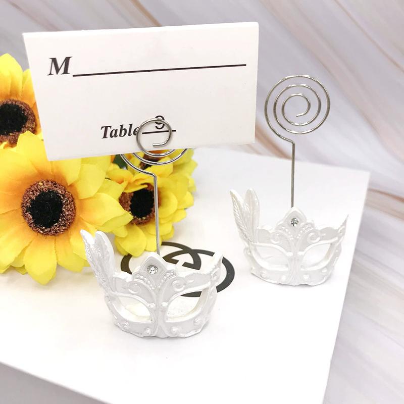 WTEMPO Creative White Mask Card Holders Tea Time Party Card Holders Home Message Memo Holders DIY Photo Holders Table Decor Seat Number Holders Kit