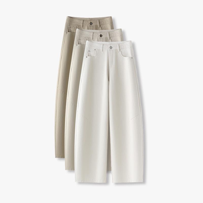 2026 Spring/Autumn Women's Popular High-Waist Loose Cotton Scythe Pants - Casual Wide-Leg, Straight-Leg Design