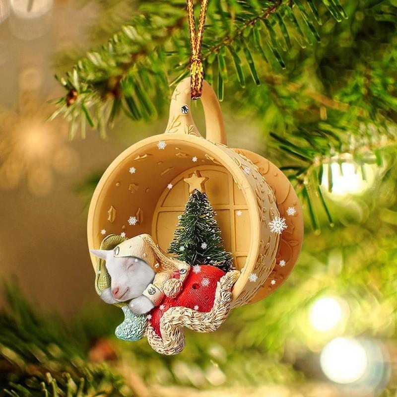 Charming Cartoon Acrylic Flat Pet Dog Christmas Decorative Gift For Car And Home