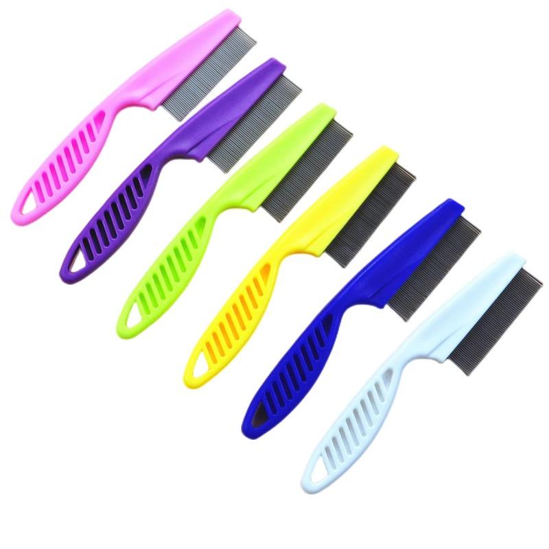 10pcs Wholesale Pet Supplies Comb Fine Tooth Stainless Steel Needle Flea Comb Cat and Dog Comb (White,S) белый
