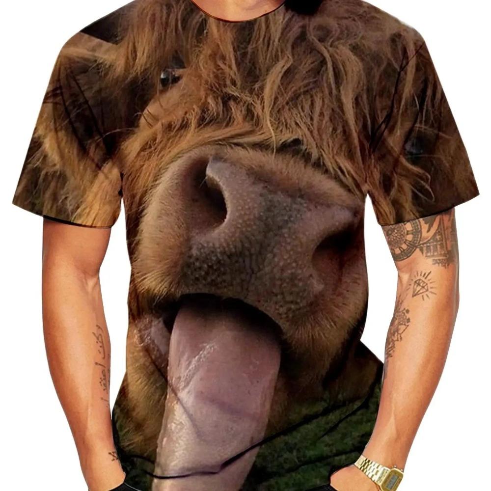 Summer 3D Fun New Animal Donkey Pattern Men's Printed T-shirt Fun Harajuku Round Neck Loose Short Sleeve Clothing Top