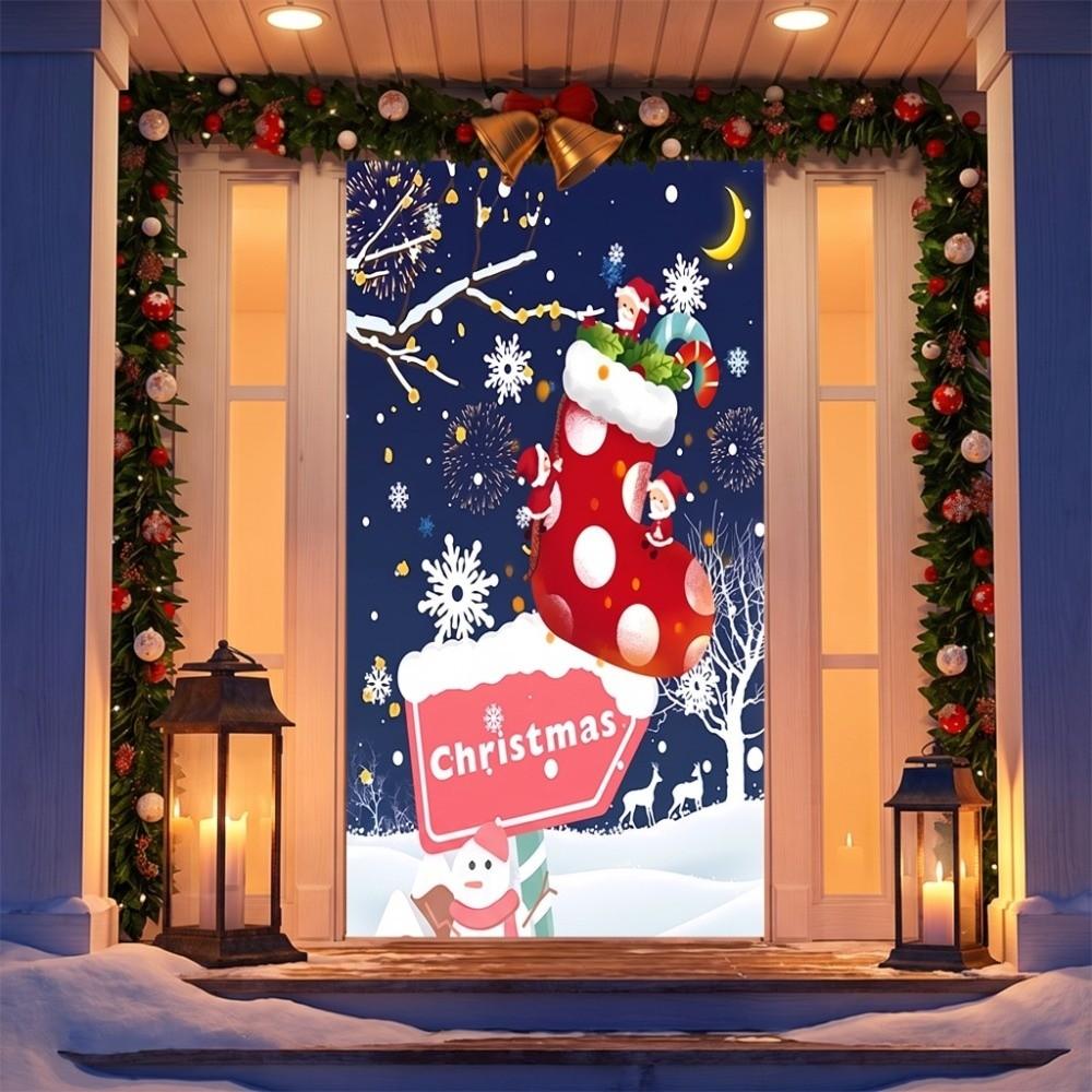 Santa Claus Christmas Hanging Cloth Fluorescent New Year Decoration  Entrance and Room