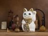 Lucky Cat Jewelry Cat Left Paw Raised Ceramic Lucky Cat Maneki Neko Feng Shui Ornament Offering Box (L-SIZE White) / - (Lucky Cat) - - (jw_L White)