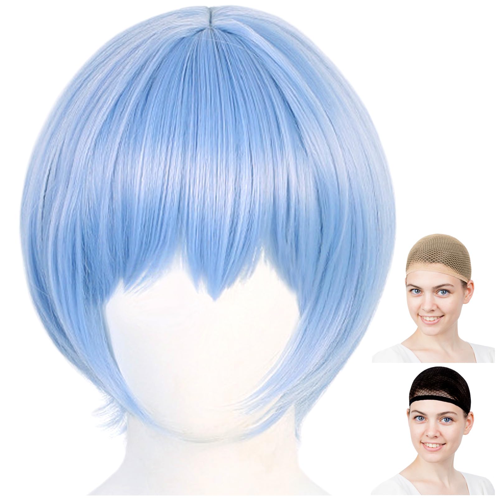 

Парик для косплея CaseEden, Премиум Короткий, 30 см, Прямой пробор, Термостойкий, Светло-голубой, WIG6080