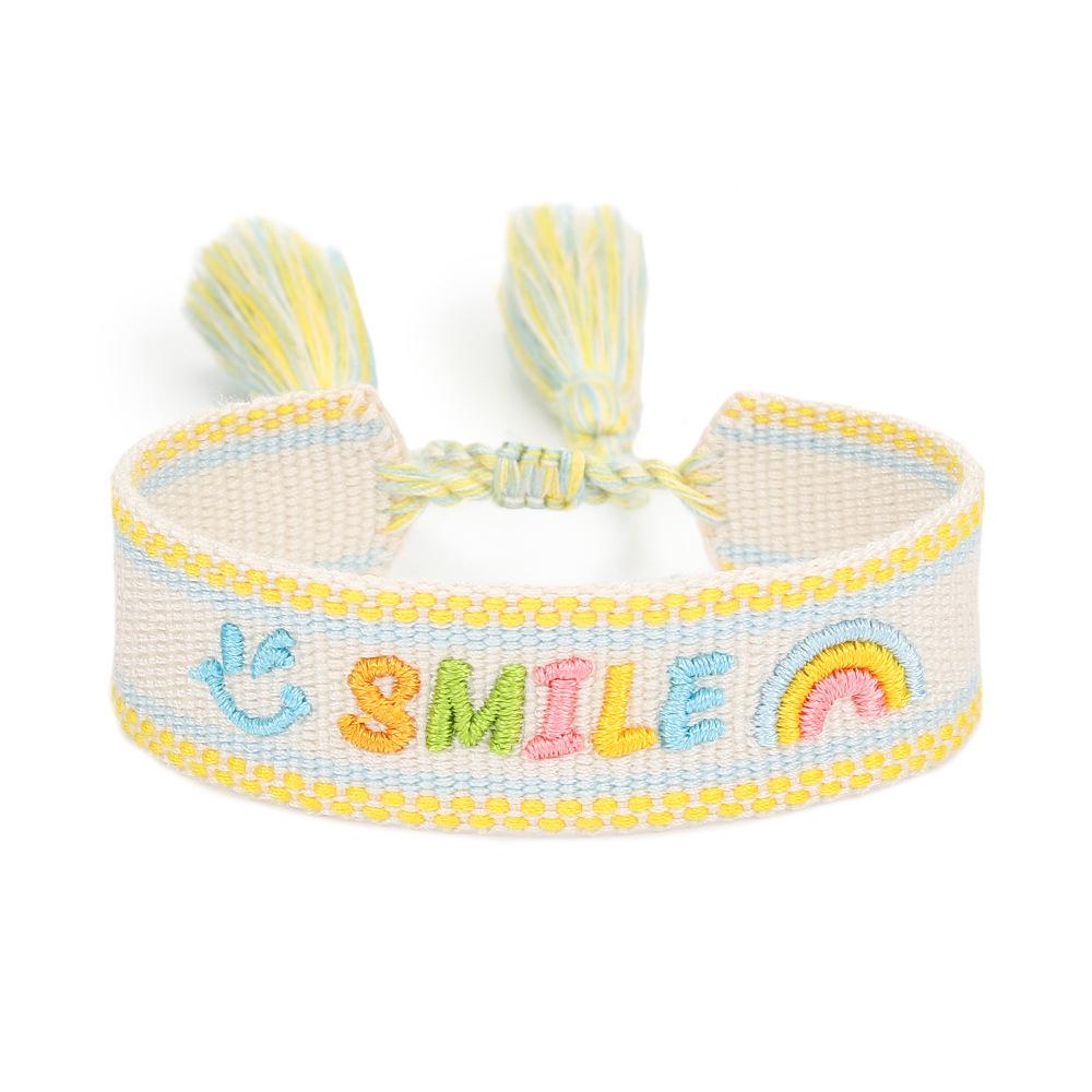 Colorful Embroidered Letter Bracelet for Women - Handmade Woven Rope with Tassel for Best Friends