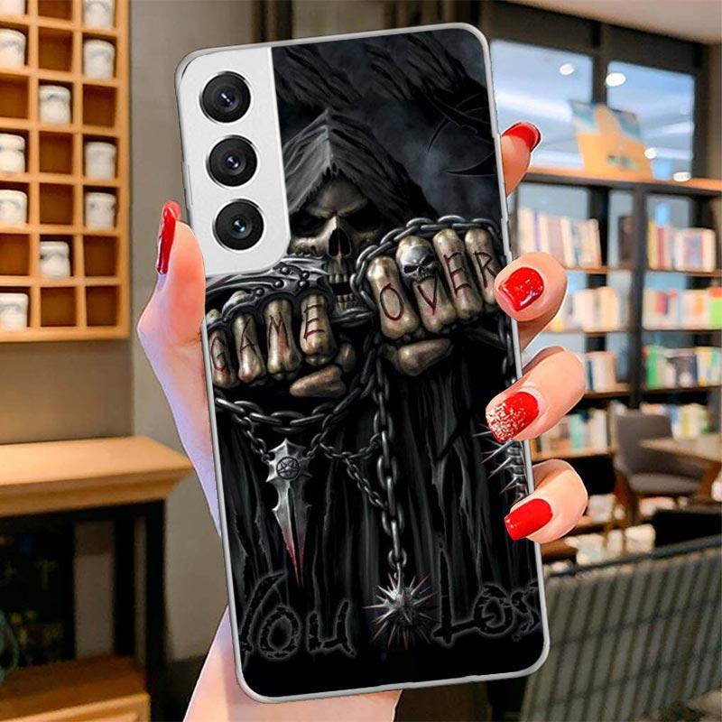 Grim Reaper Skull Skeleton Cover Phone Case For Samsung Galaxy S26 S25 Edge S24 Ultra S23 S22 Plus S21 S20 FE Soft Fundas Shell