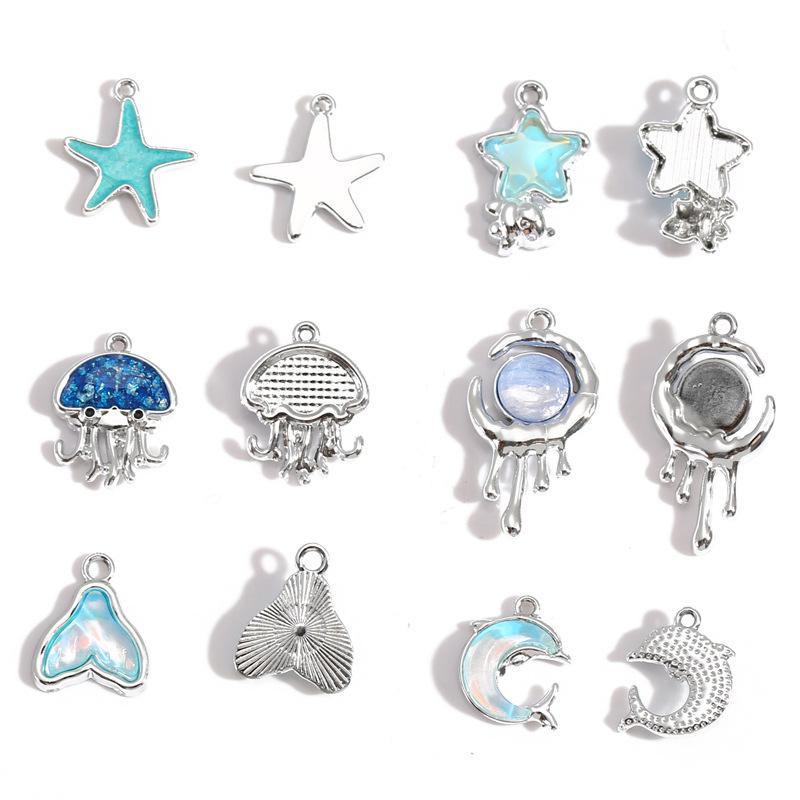 10Pcs Premium Star Moon Alloy Pendants Scratch Resistant Charms for DIY Jewelry Making Handmade Craft Accessories