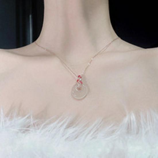 Lotus Joy Koi Fish Peace Buckle Necklace: Women's Chinese-Style Retro Luxury Clavicle Chain.
