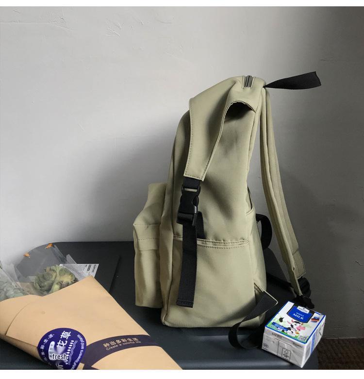 Women's Japanese & Korean Style Nylon Backpack - Solid Color, Lightweight, Fashionable for High School & College Students.