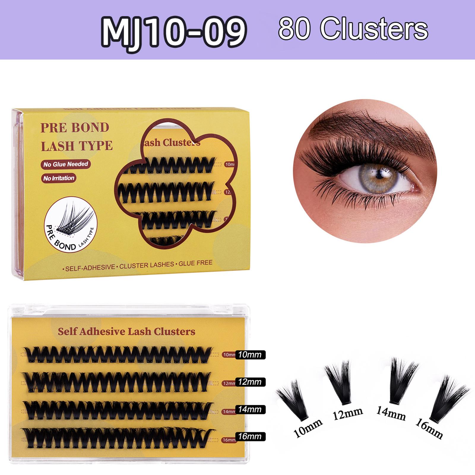 Gesegmenteerde Nepwimpers Set Individuele Wimperpakketjes Kit Lijmvrij Vooraf Gebonden Zelfklevende Nep MJ10-09