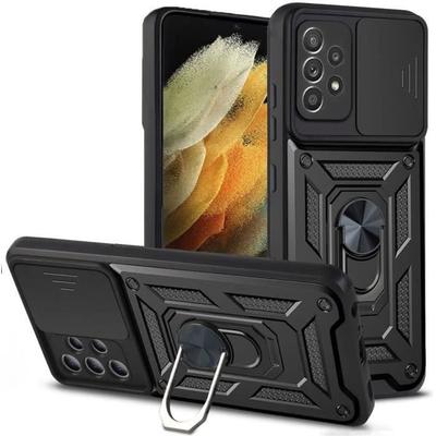 Protective Case - BOOLING - for Samsung S21 Ultra - Rigid - Shockproof - Ring Stand - Black