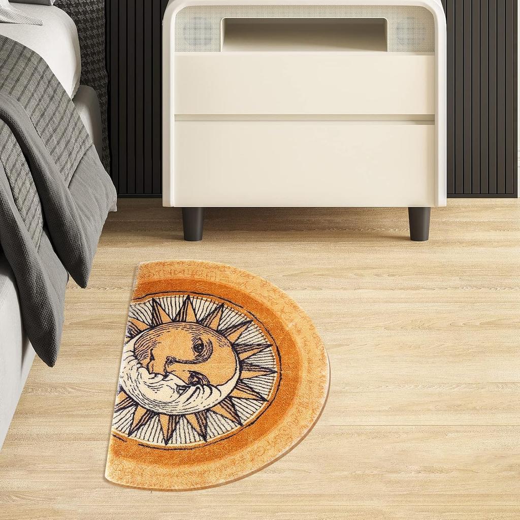 Creative Semi-Circular Area Rug Anti-Slip Water-Resistant Bathroom Floor Mat Bedroom Entrance Door Mat Home Decoration