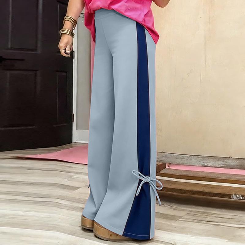 

ZANZEA Women Casual Elastic Waist Loose Splice Long Pants S светло-синий