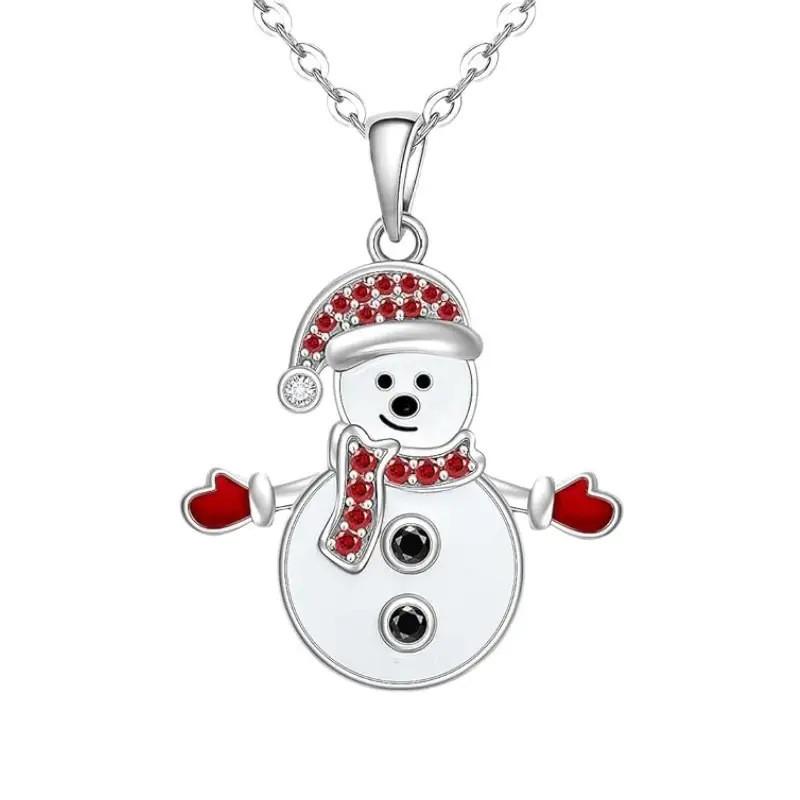 Shaped Cute Doll Christmas Necklace With Rhinestone Alloy Chain For Holiday Wear