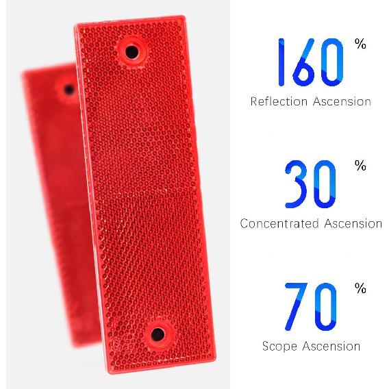 Swpeet 20Pcs Universal Red Plastic Rectangular Stick-On Car Reflector Sticker, Door Reflectors Interior Red Compatible Warning Plate Adhesive