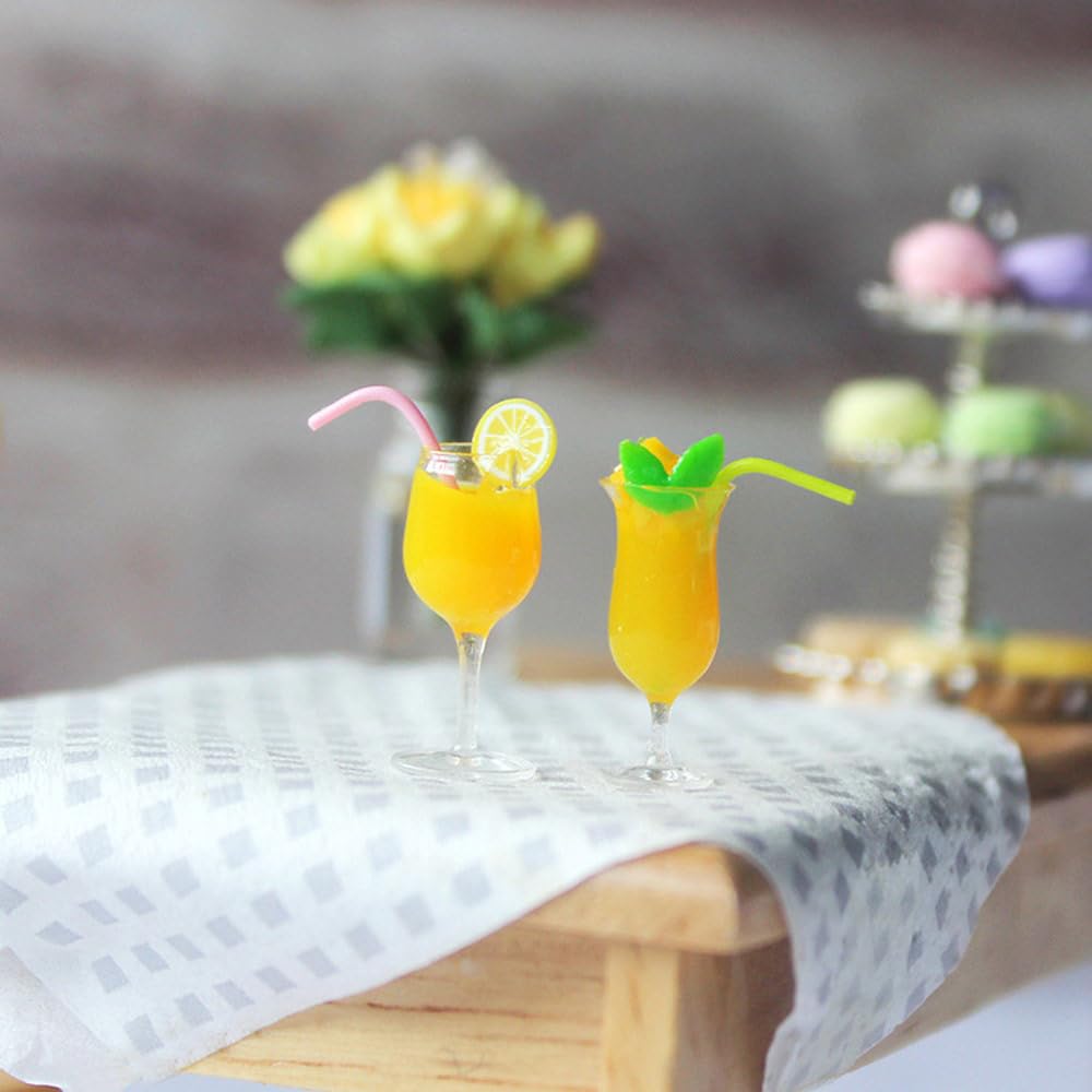 moin moin Miniature Scale Orange Juice Cup Set of 2 Doll Furniture Accessories Tableware Water Jar Summer Glass Ice Glass Realistic 2406mini46 1/6 /