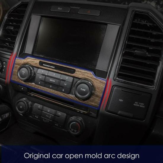 Central Control Volume Button Panel Decor Cover for Ford F-150 15-20 Wood Grain