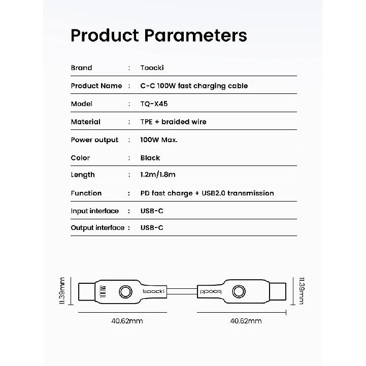 Toocki LED Light USB C to Type C Cable for iPhone 15 Pro Samsung 1/2/3/5Pack TPE 100W Fast Charging USB C Data Cord for Oneplus