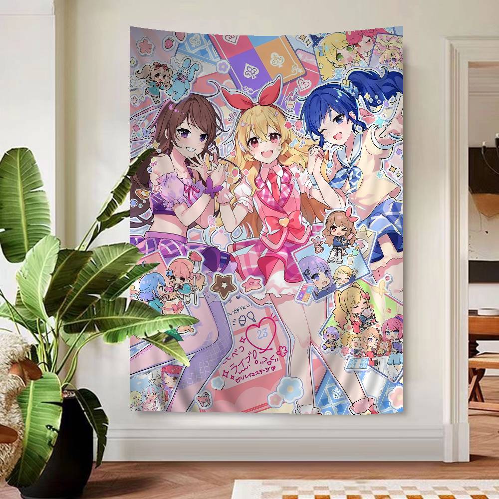Aikatsu On Parade Anime Cartoon Tapestry Art Printing Japanese Wall Tapestry Anime Wall Hanging Home Decor