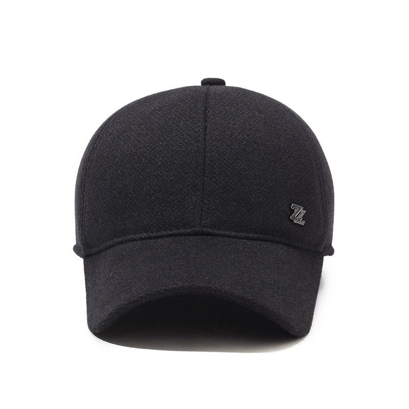 Hat Men'S Seasonal Wool Baseball Cap Versatile Middle-Aged And Elderly Fleece Warm Cap Dad'S Ear Protector Cap