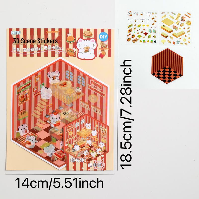 

Creative 3D Layered Scenery Stickers for Bullet Journals - Handmade, No-Cut, Stereo Decorations for Kids