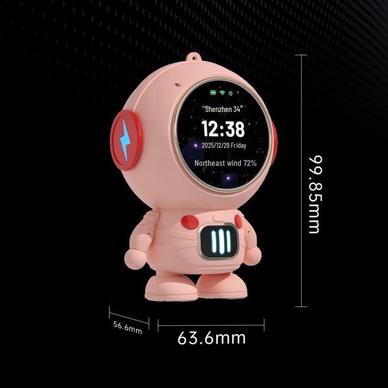 

DeepSeek Smart Astronaut Speaker with HD Display, Bluetooth, WiFi, and Student Clock рожевий