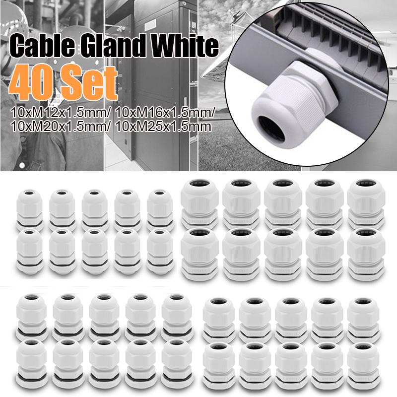 

Cable Gland White 40 Set 10x M12 10x M16 10x M20 10x M25 x1.5mm IP67