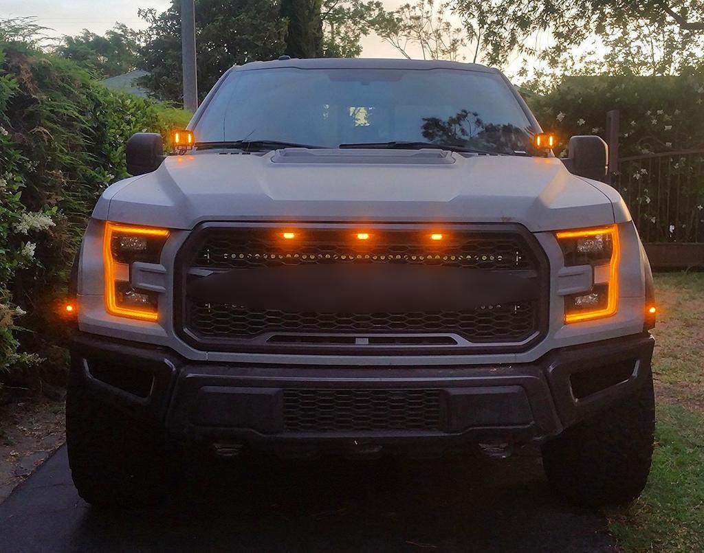 3PCS LED Light For Ford F-150 Raptor Style F150 Grille Grill 2015-2019 LED Amber Grille Lamp Car Parts