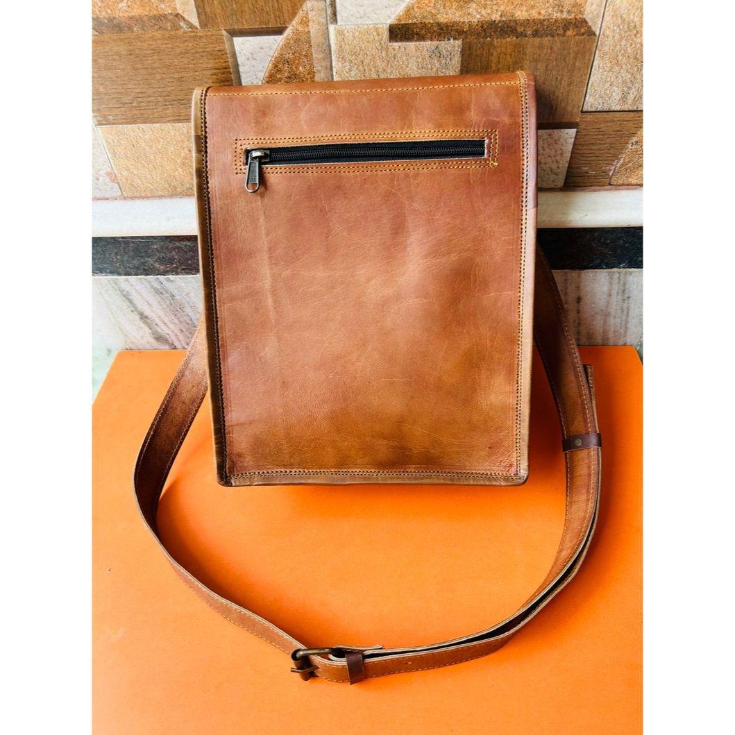 Кожаная сумка-сэтчел с прострочкой для I-pad 9 x 11 x 3 in коричневый — фото 10