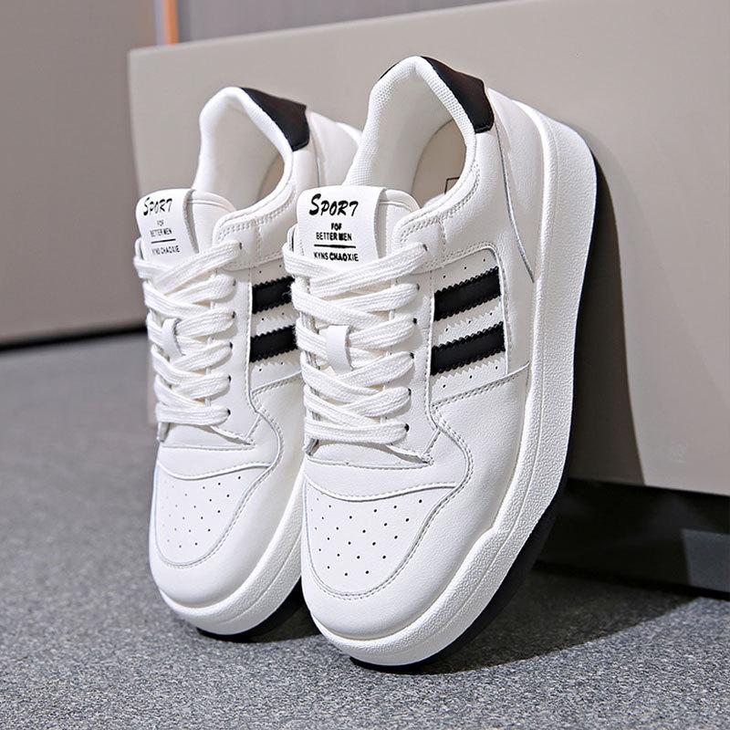 Platform White Shoes Women's Spring 2025 New Heightening Lace-up Board Shoes Casual Sports Shoes German Training Shoes Single Shoes